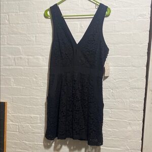 Free People Black Sheath Mini Dress V-Neck Sleeveless